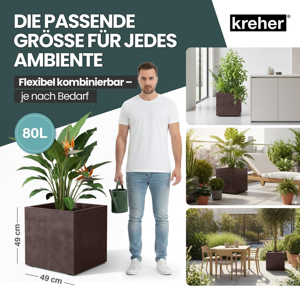 Kreher XL Pflanzkasten Millennium in verschiedenen Formaten und Farben. Tolle Naturstein Optik in Br