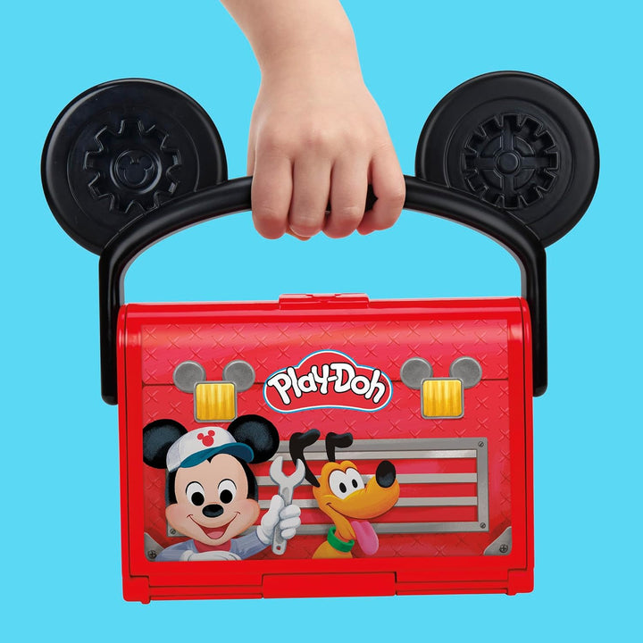 Play-Doh Disney Junior Knet-Werkstatt für unterwegs Micky Maus Spielset, zum Kneten und Spielen für