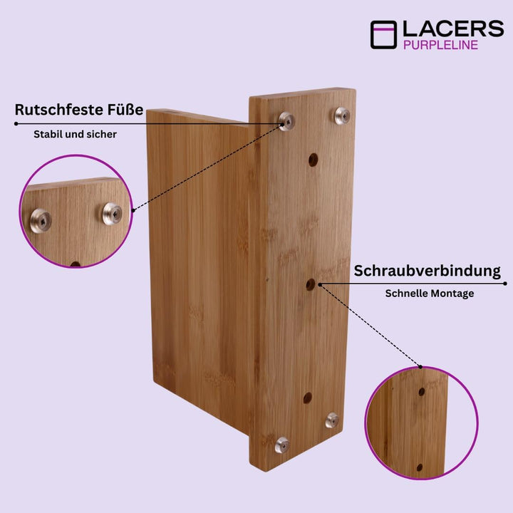 Lacers PurpleLine - Magnetischer Messerblock aus Bambus, 300x100x205mm, Antirutsch-Füsse, platzspare