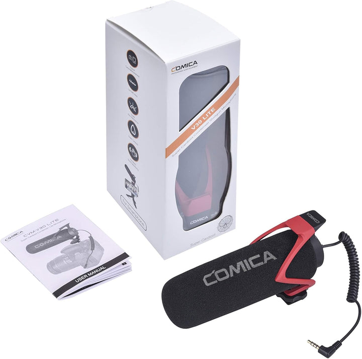 COMICA CVM-V30 LITE Super-Kardioid Kamera Mikrofon, 3.5mm Richtmikrofon für Camera, DSLR-Kameras, Ca