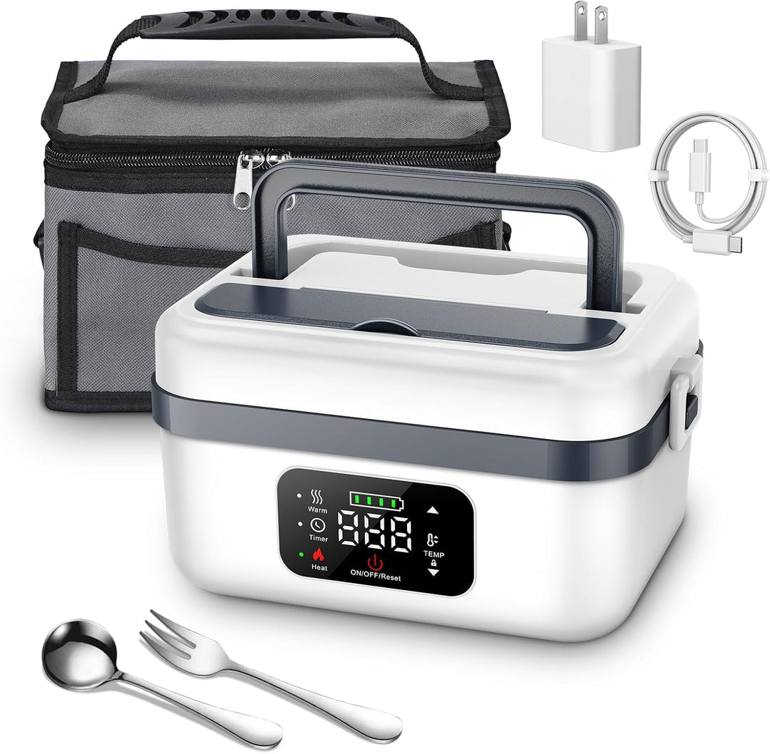 1L Elektrische Lunchbox, Beheizbare Lunchbox, Elektrische Lunchbox mit Akku, Isoliert & Selbstaufhei