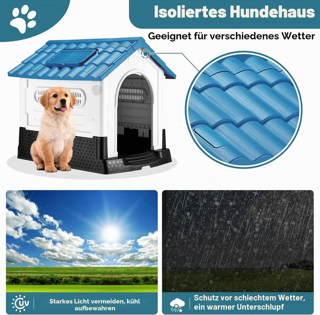 Lanco - Zwinger für kleine Hunde mit verstellbarem Dach und Toilette. Innen- und Aussenbereich mit L
