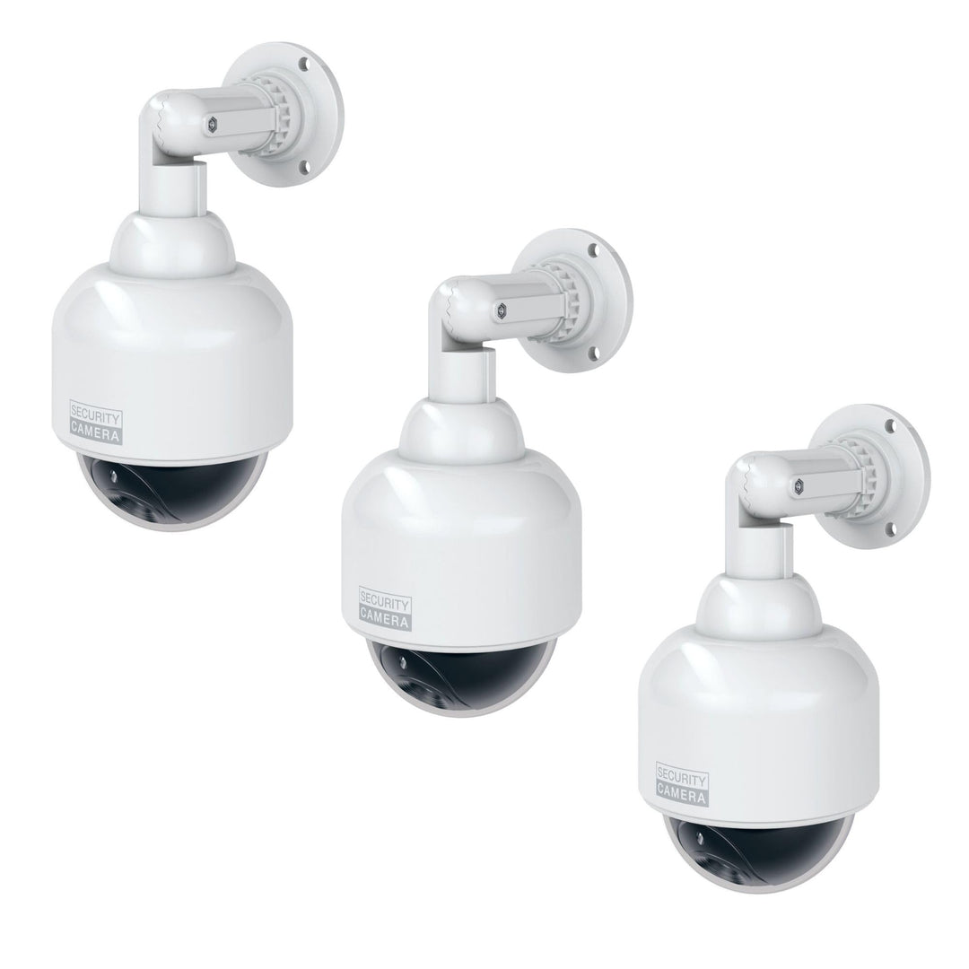 BASI | 3er Set Dome Kamera-Attrappe mit blinkendem LED-Licht | Dummy Kamera | Überwachungskamera für