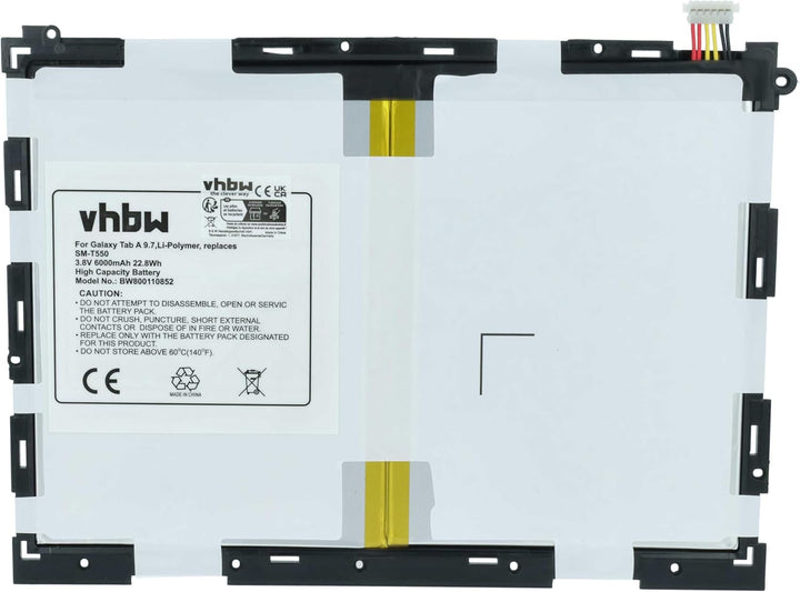 vhbw Akku kompatibel mit Samsung Galaxy SM-T550, SM-T555, SM-T555C, Tab A 9.7 Tablet Pad (6000mAh, 3
