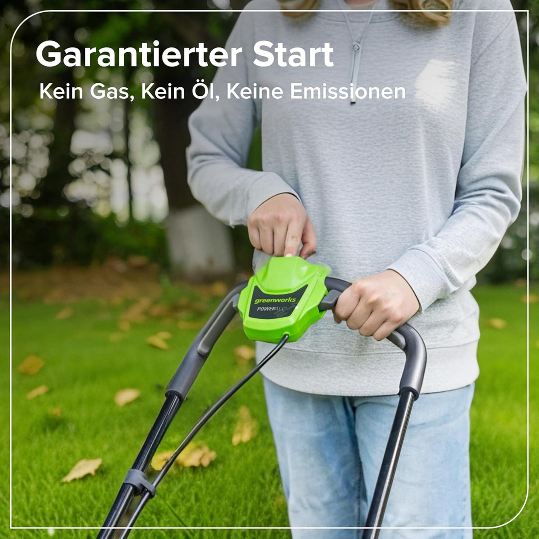 Greenworks 24V Akku-Rasenmäher Li-Ion 24V, 33 cm Schnittbreite, bis 280 m², kabelloser Rasentrimmer