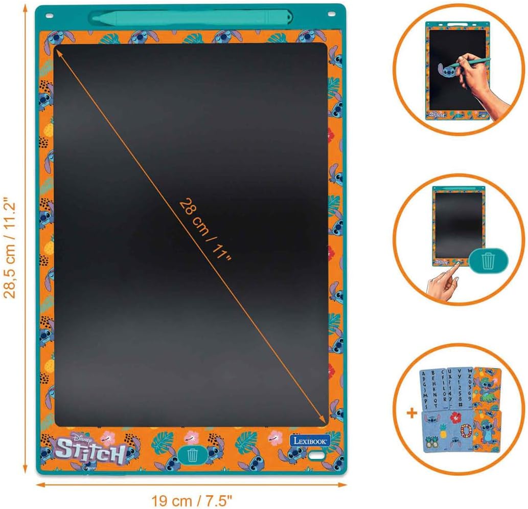Lexibook CRT10D Disney Stitch, Magic Slate, Kunst-und Bastelspielzeug für Mädchen und Jungen, A4-For