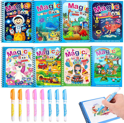 8 Stück Wassermalbuch,Wasser Malbuch,Water Magic Magisches Book Wassermalbücher Wasserzauber Colouri
