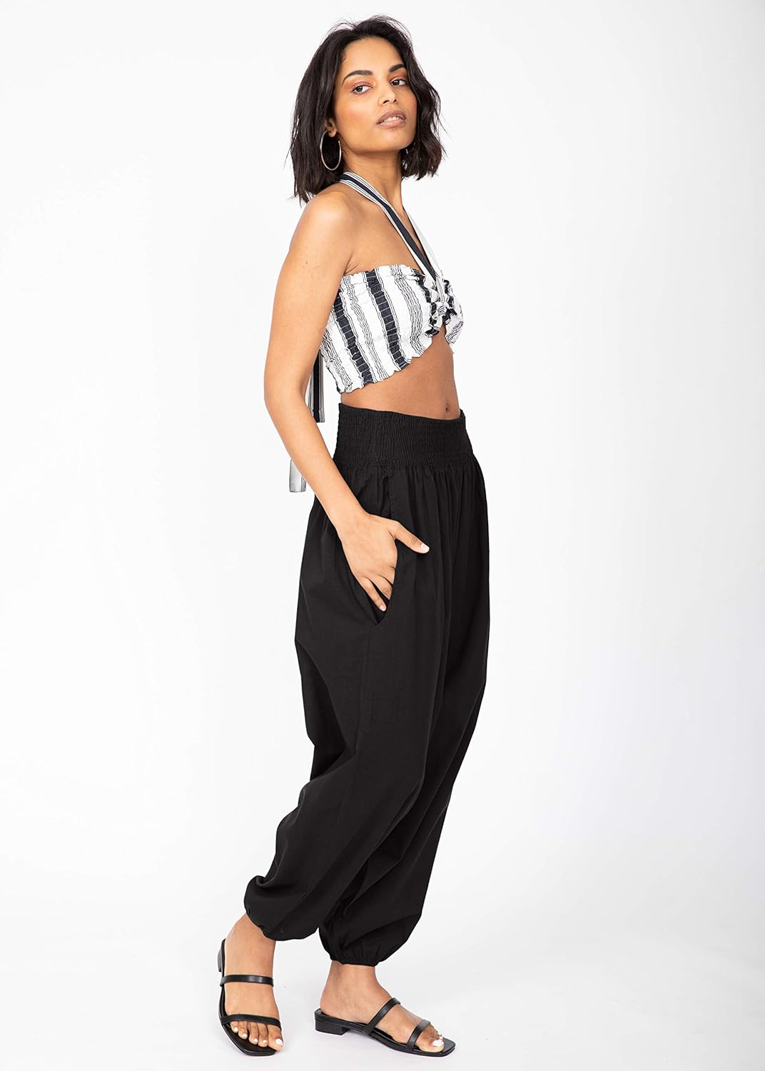 likemary Jumpsuit Damen Sommer – 2-in-1 Haremshose & Capri Overall – Baumwolle Einheitsgrösse – Boho