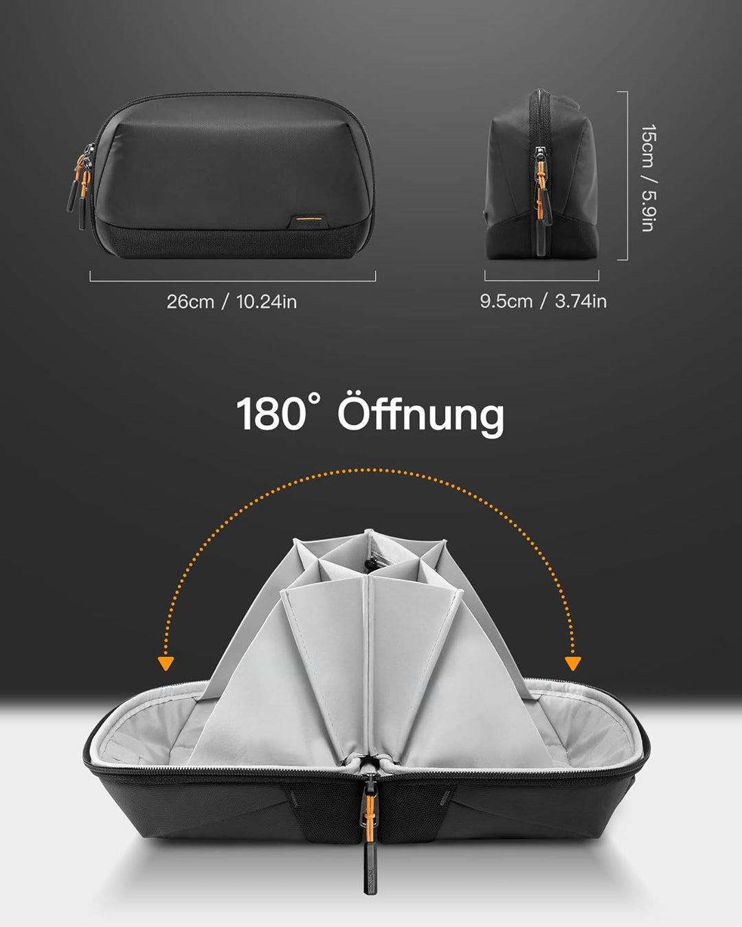 Inateck Elektronik Case, Spritzwassergeschützte Zubehörtasche, Gadget Organizer Tasche, USB Kabel Or