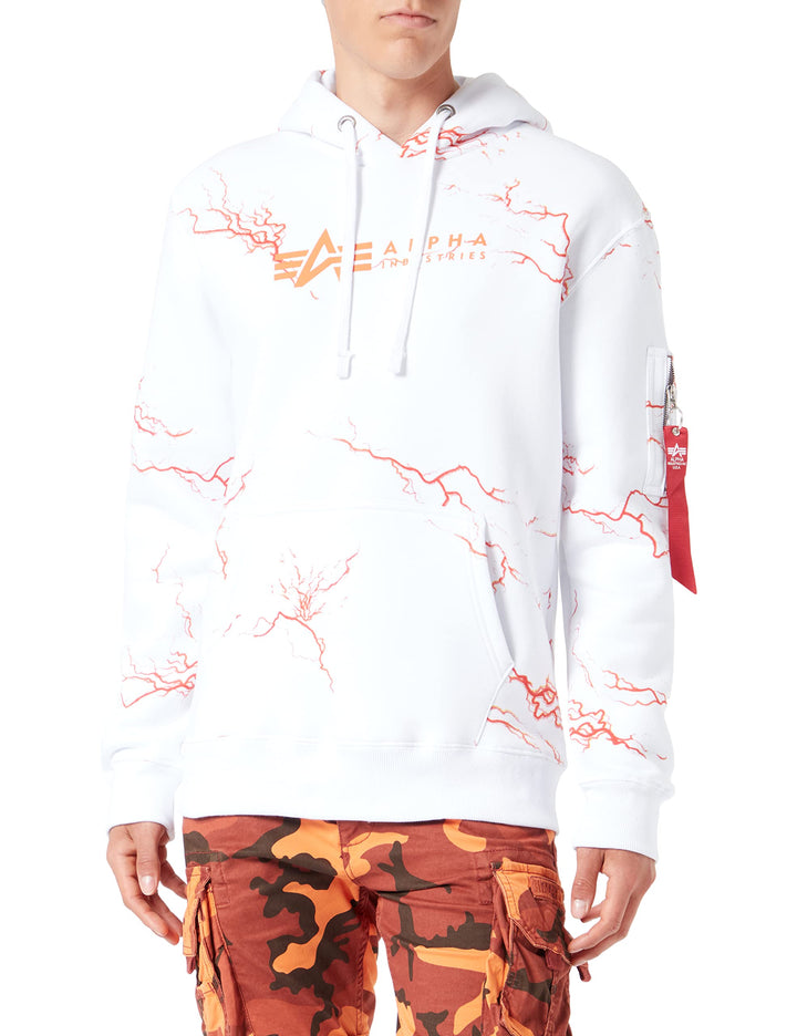 Alpha Industries Herren Lightning AOP Hoody Kapuzensweat für Herren Kapuzenpullover (1er Pack) M Whi