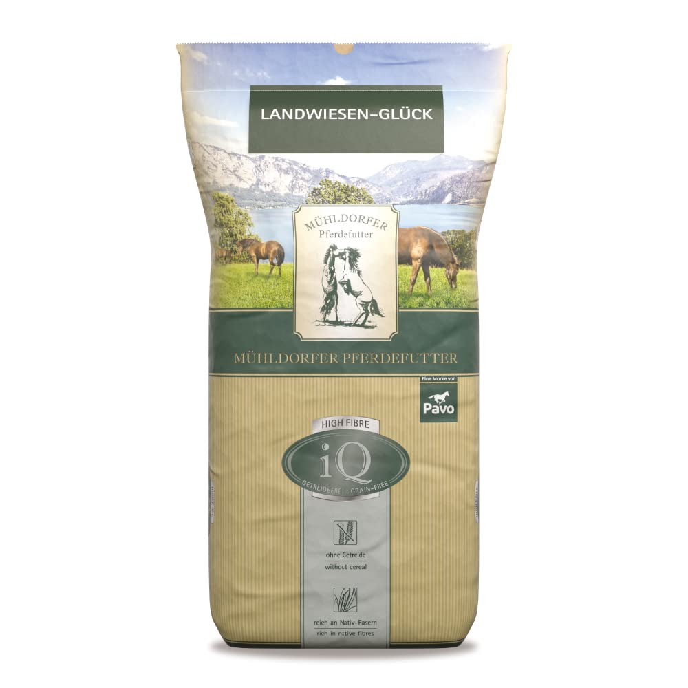 Mühldorfer iQ High-Fibre Landwiesen Glück - 12,5 kg - Getreidefreies Müsli - Natürliches Strukturfut