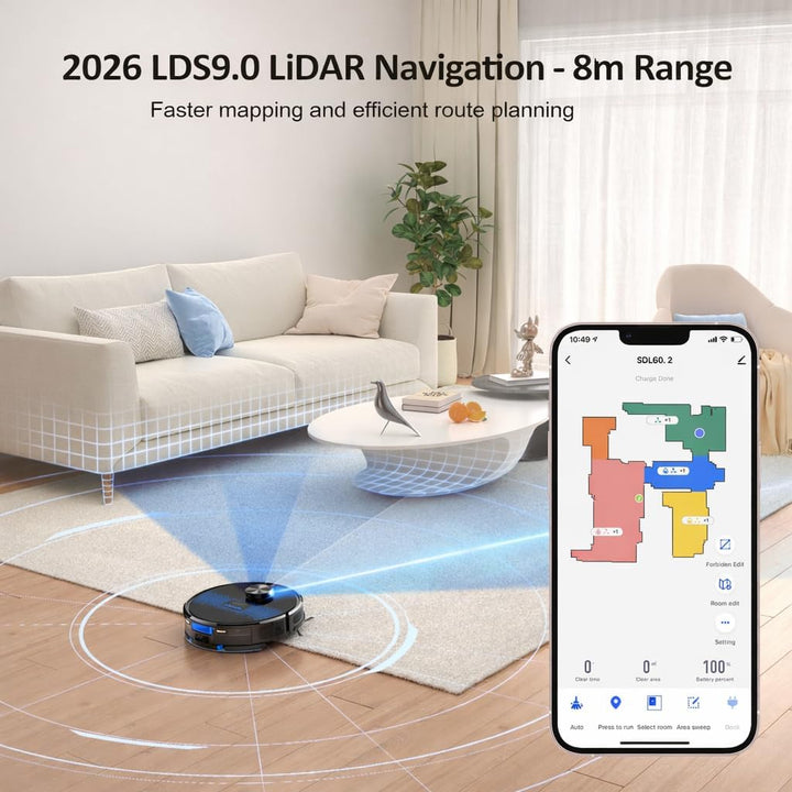 Lubluelu Saugroboter mit Wischfunktion, Staubsauger Roboter 5000Pa Lasernavigation mit 5 Karten, 55