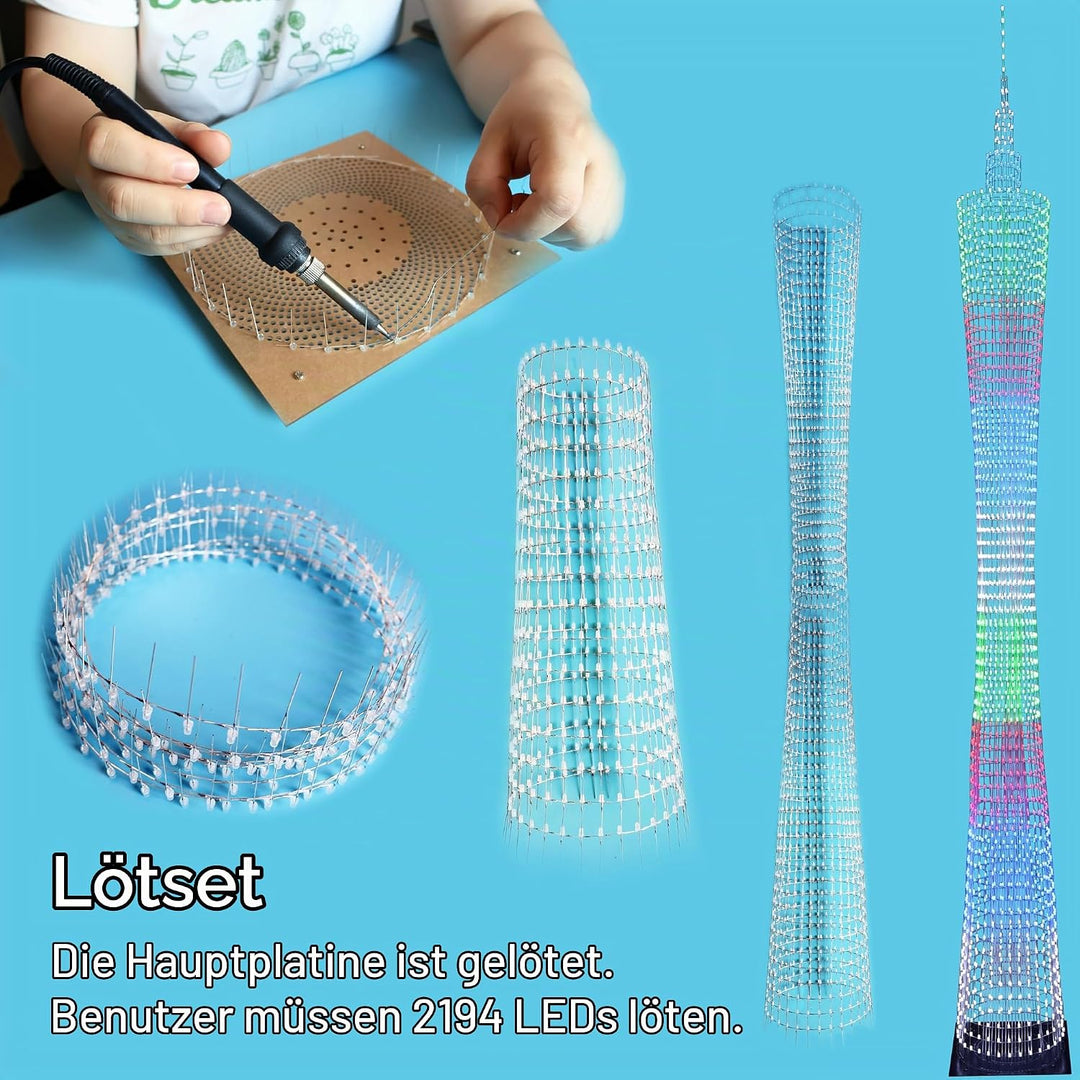 GZT-64PLUS 1.9 Meter Led Canton Tower Modell DIY Elektronik Kit, LED Würfel Modell Handgemachtes Löt