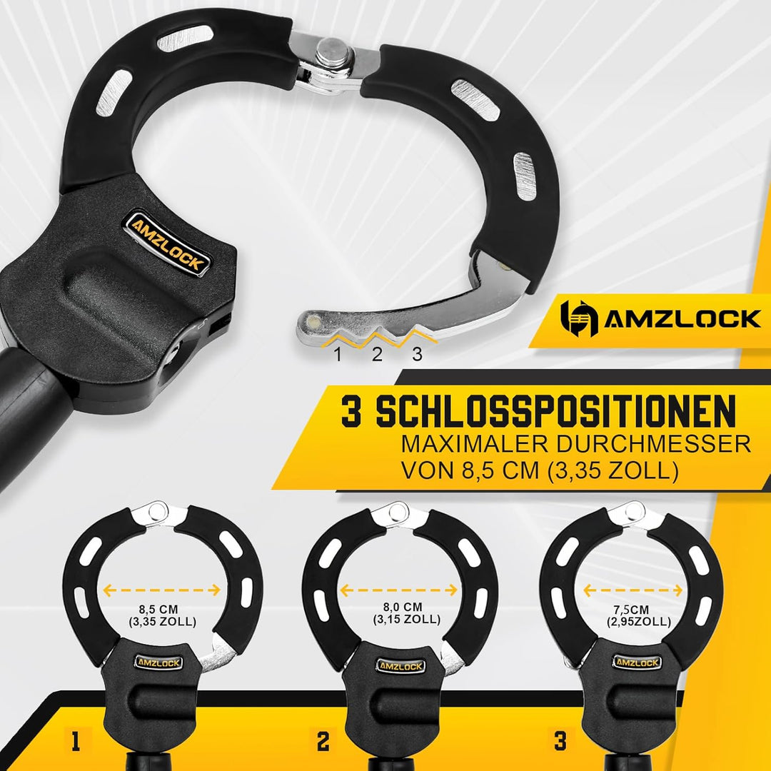 AMZLOCK E Scooter Schloss, Handschellenschloss für E Scooter, 8mm Dicke Kettenschloss für Xiaomi Sco