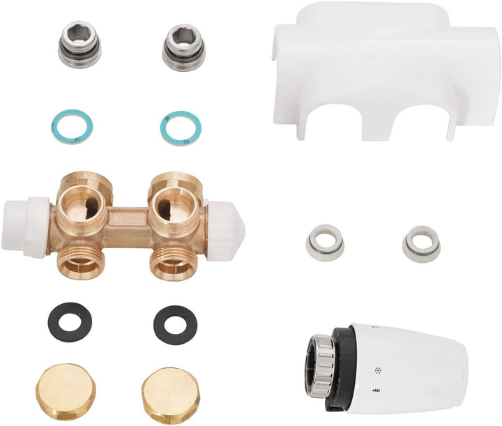 Heimeier Komplettset Multilux 4-Set mit Thermostat-Ventilunterteil & Thermostat-Kopf DX, für Eck- od