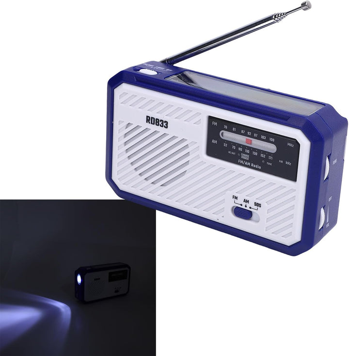 Emergency Radio Handkurbel, Solarantrieb AM FM -Radio mit LED Taschenlampe Notfallalarm für Home Cam