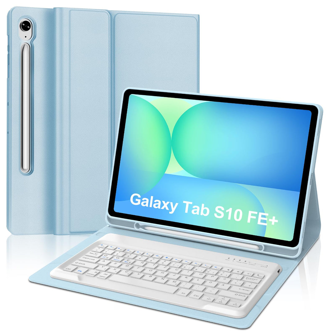 Tastatur für Samsung Galaxy Tab S10 FE+ 13.1 Zoll 2025, Blau | Hülle mit Tastatur für Tab S10 FE Plu