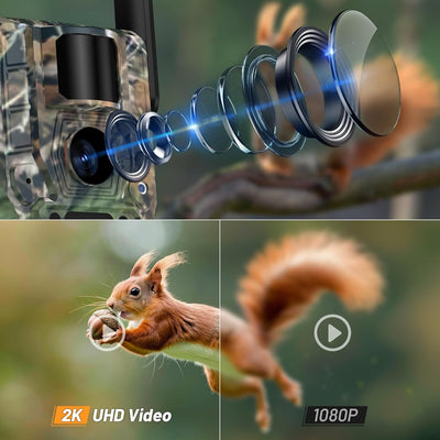 XTU 4G Wildkamera mit SIM Karte - LTE Solar Wildtierkamera mit Handyübertragung App,PIR Bewegungsmel