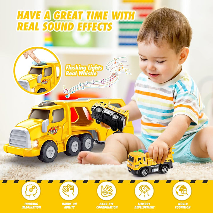 Kinderspielzeug ab 2 3 4 5 6 Jahre, LKW Spielzeug ab 2-6 Jahre Geschenk Junge 2-6 Jahre Baustellenfa