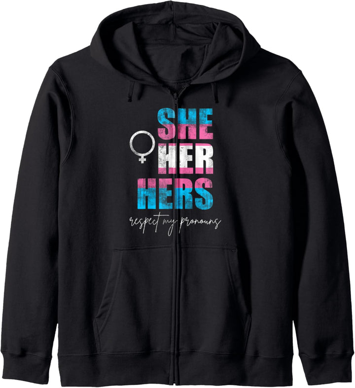 Ihr Sie Ihre Respektiere meine Pronomen Geschenk Transgender Kapuzenjacke