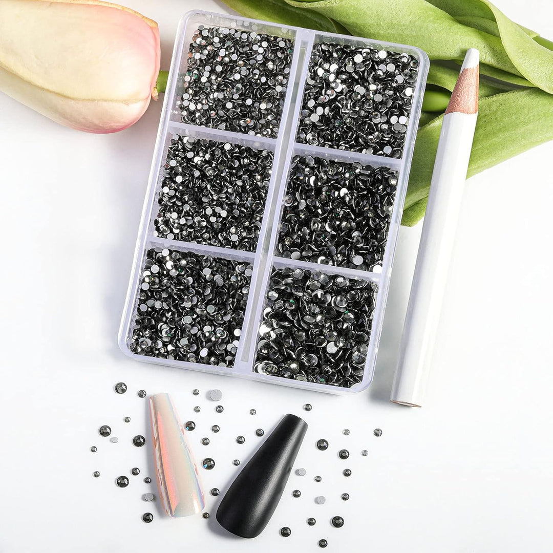 Beadsland 7200pcs Flatback Strasssteine für Nagel,Graue Strasssteine Kristall Runde Edelsteine für K