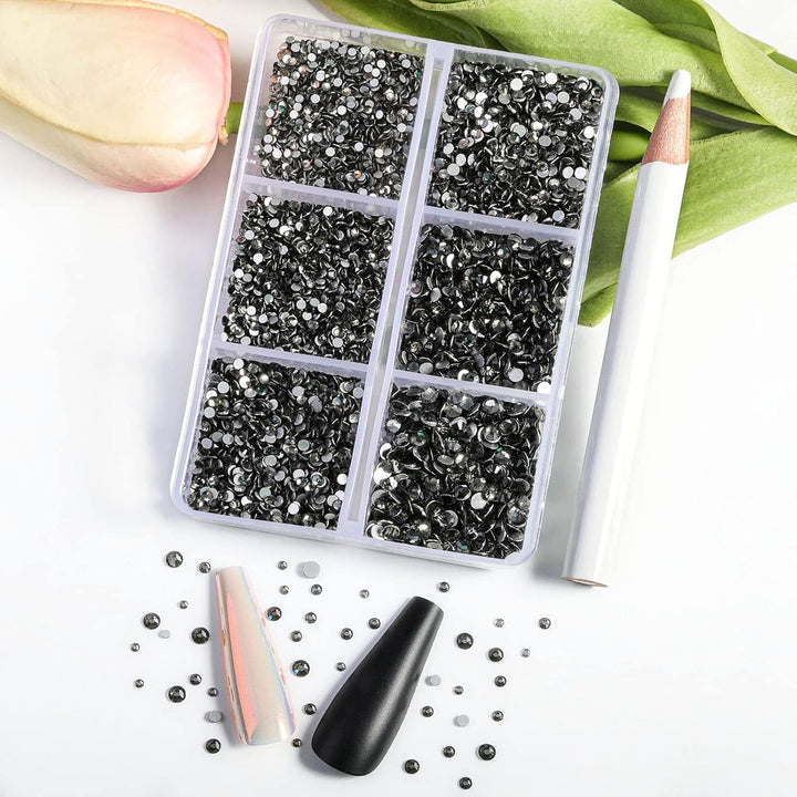 Beadsland 7200pcs Flatback Strasssteine für Nagel,Graue Strasssteine Kristall Runde Edelsteine für K