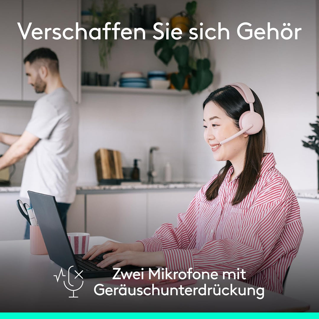Logitech Zone Wireless 2 ES – kabelloses Headset mit Geräuschunterdrückung, adaptiver Hybrid-ANC, Bl