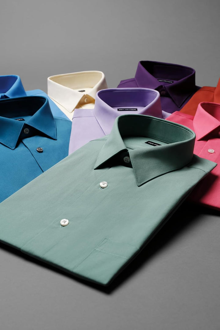Van Heusen Herren Popeline, Normale Passform, Fester Spitzkragen Klassisches Hemd M Cameo Blau, M Ca