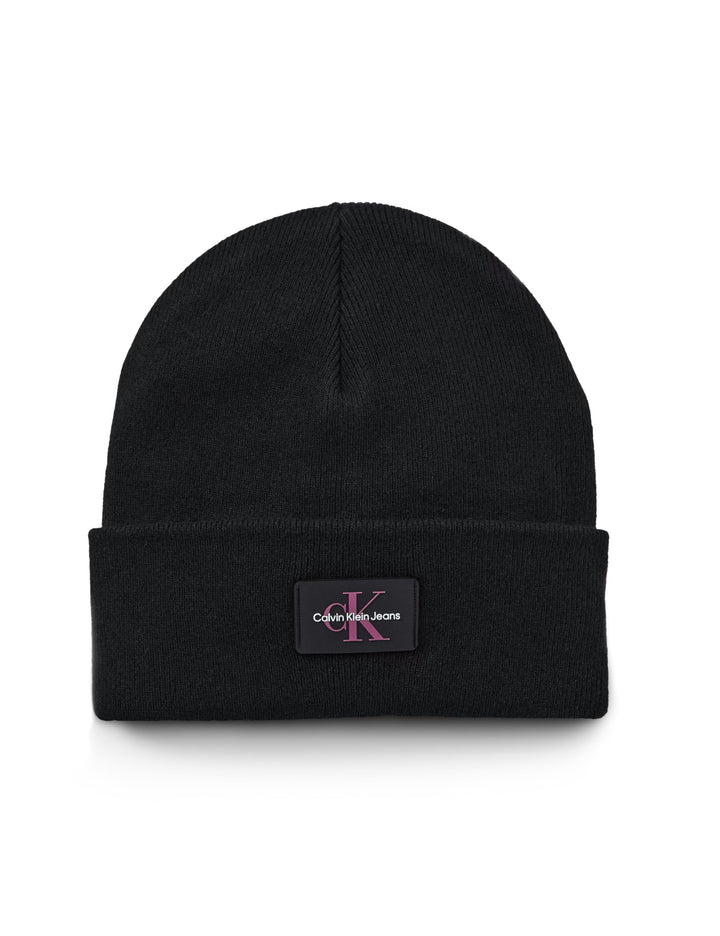 Calvin Klein Damen MONOLOGO Rubber Beanie Baby Hut, Black,