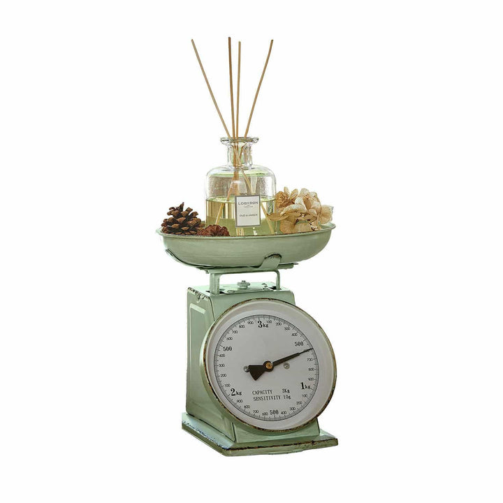 LOBERON Küchenwaage Dorianza – Funktional &amp; Dekorativ, präzise Waage bis 3 kg, Antikgrün, Retro-Stil