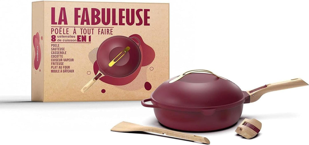 COOKUT - Die fabelhafte 8-in-1-Pfanne – 24 cm – ein einziges Utensil, das Pfanne, Topf, Schmorpfanne