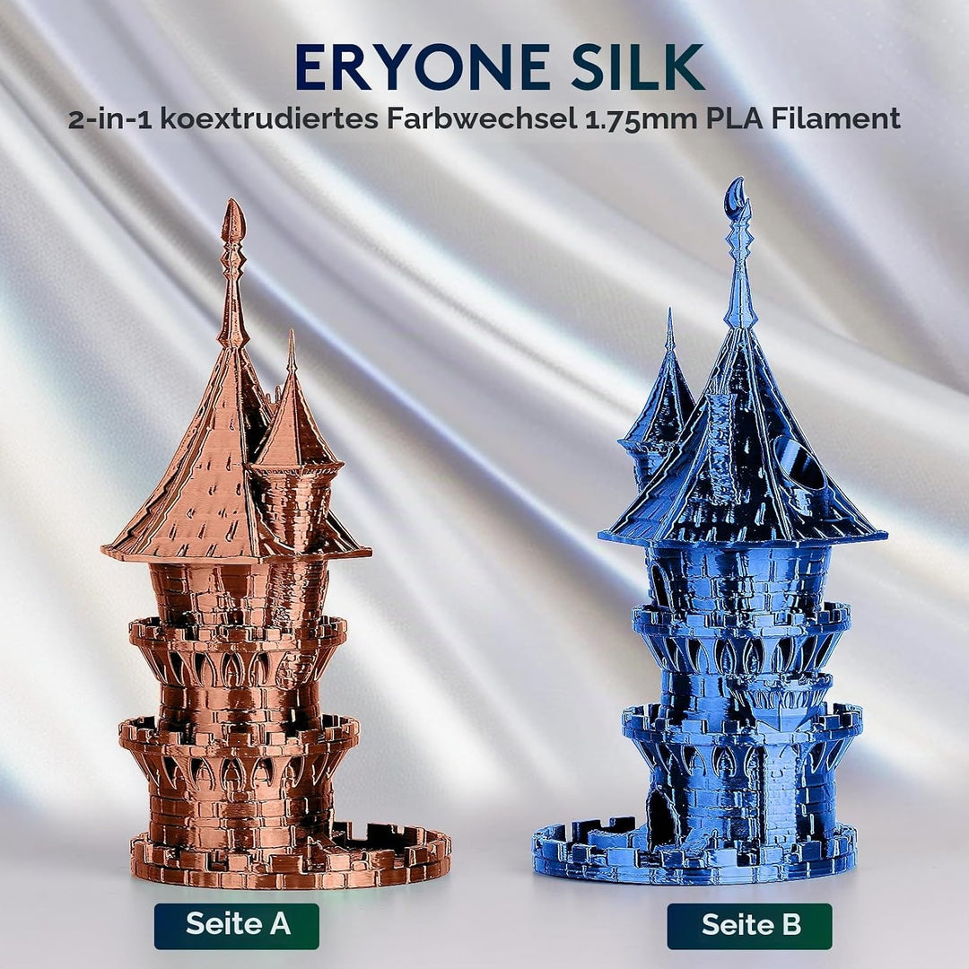 ERYONE Dual Seiden PLA Filament 1.75mm,Co-Extrucsion PLA Seiden Filament für 3D Drucker +/- 0,03 mm,