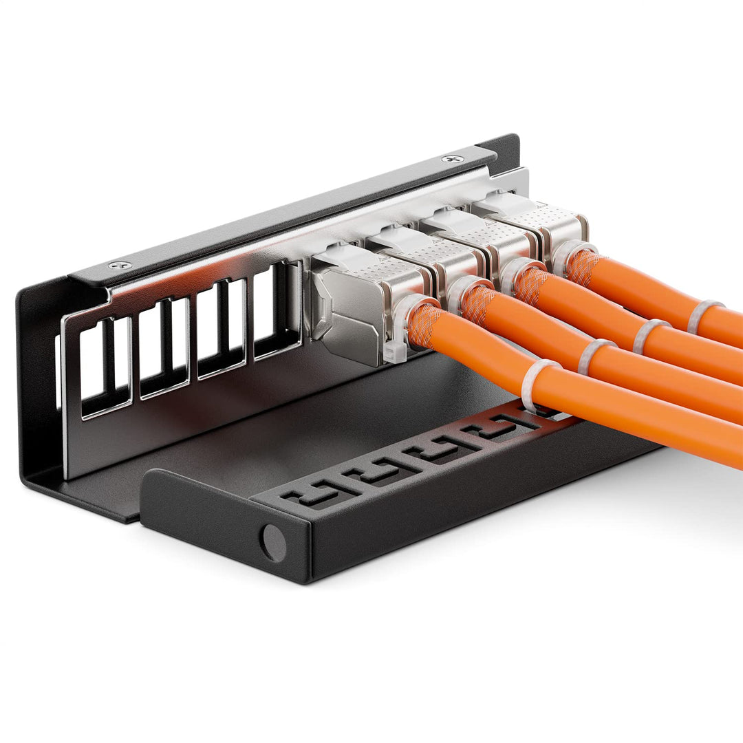 deleyCON 8 Port Patchpanel Set Patchfeld Verteilerfeld 1 HE + 8x RJ45 Keystone Jack Modul STP CAT6a