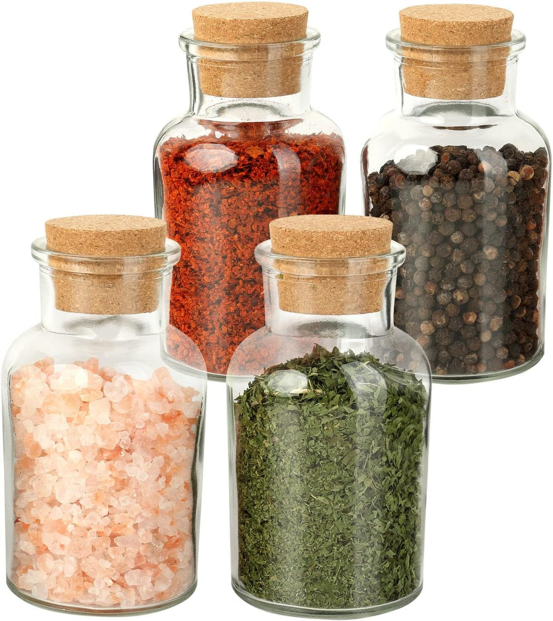 Schramm® Gewürzgläser 150 ml rund 10,3 x 5,8 cm wählbar 6, 12 oder 24 Stück mit Kork Verschluss inkl