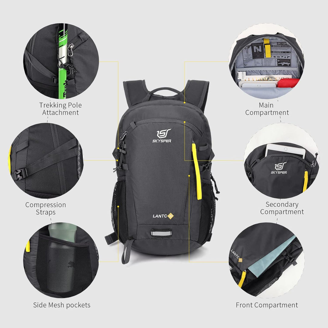 SKYSPER LANTC 20 Leicht Wanderrucksack 20L Klein Rucksack mit Rückenbelüftung Trekkingrucksack aus a