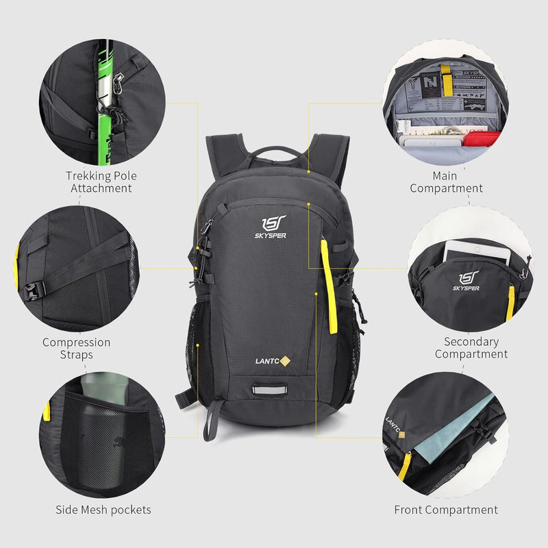 SKYSPER LANTC 20 Leicht Wanderrucksack 20L Klein Rucksack mit Rückenbelüftung Trekkingrucksack aus a