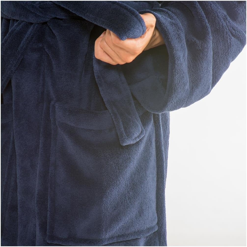 CelinaTex Nevada Bademantel Damen Herren S dunkel blau mittel blau Mikrofaser Saunamantel Coral Flee