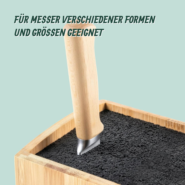 Relaxdays Messerblock unbestückt, Bambus, Borsteneinsatz, HxBxT: 26x 23 x 11,5 cm, Messeraufbewahrun