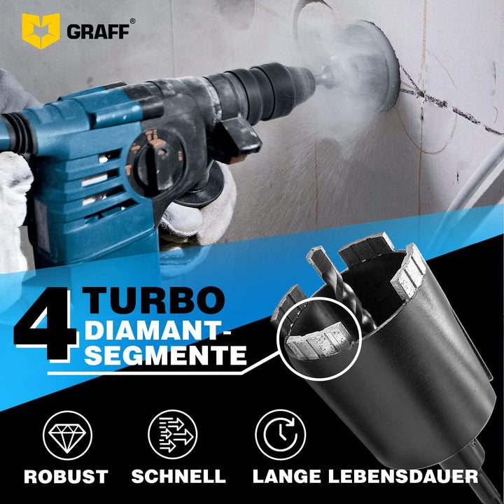 GRAFF Diamant Bohrkrone 68mm Beton Dosensenker Dosenbohrer - Diamant Bohrkronen Set für Mauerwerk Zi