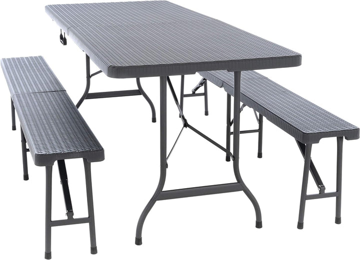 Nexos Trading 2er Set Bierbank Partybank Gartenbank klappbar 180 x 25 x 41 cm anthrazit grau bis 200