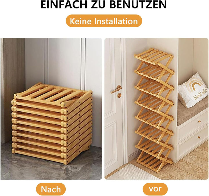 YYW schuhregal schmal - schuhregals Bambus schuhregals klappbar schuhregal klein Schuh Organizer fre