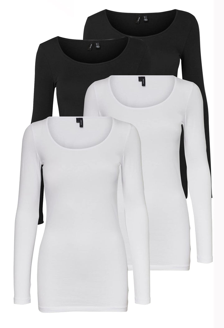 VERO MODA Female Top VMMAXI T-Shirt XS Weiss/Schwarz (2x Bright White/ 2x Black), XS Weiss/Schwarz (