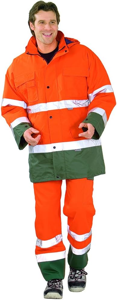 Planam Grösse XXL Herren Warn-/Wetterschutz Parka 2-farbig orange grün Modell 2058 XXL Orange, Grün,