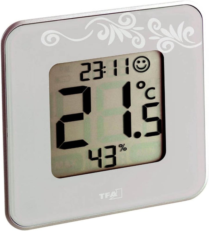 TFA Dostmann Style 30.5021 digitales Thermo-Hygrometer (1 x hellgrau + 1 x rot), 1 X Hellgrau + 1 X