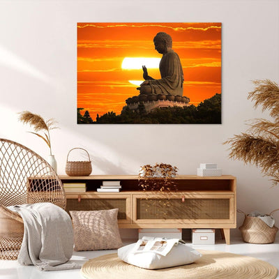 Bilder auf Leinwand 100x70cm Leinwandbild mit Rahmen tempel buddha Gross Wanddeko Bild Schlafzimmer