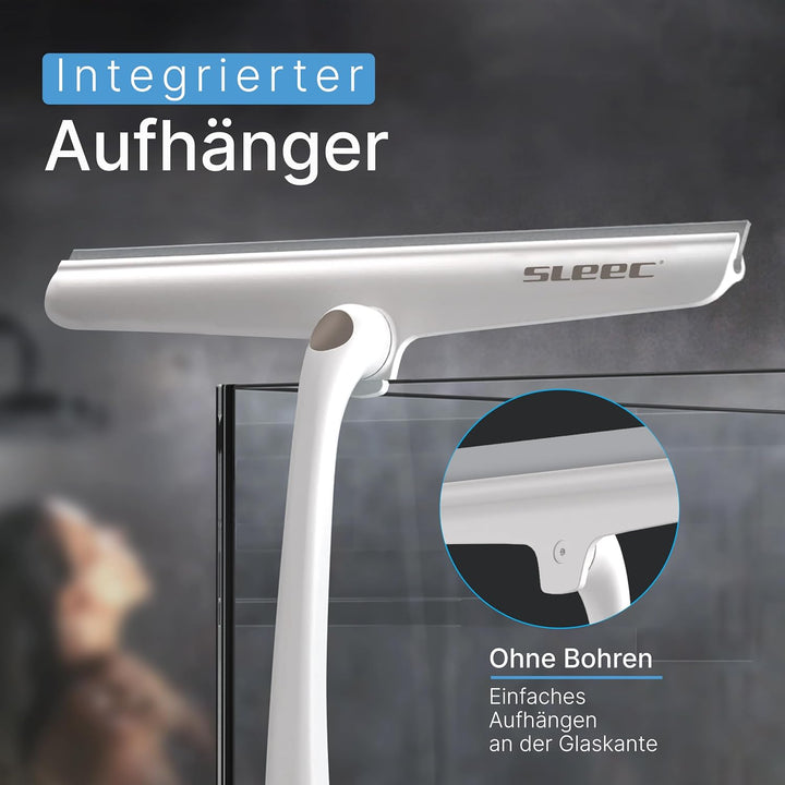 Revo Duschabzieher grau/weiss aus Kunststoff, Länge: 25-40cm I Hochwertiger Abzieher mit Klappgriff
