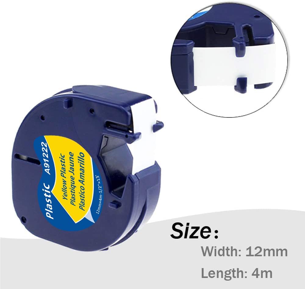 Wonfoucs kompatibel mit Dymo Letratag Etikettenband, kompatibel mit Dymo Etikettenband 12mm x 4m, Be