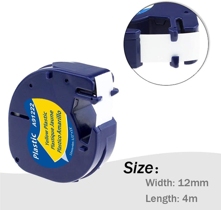 Wonfoucs kompatibel mit Dymo Letratag Etikettenband, kompatibel mit Dymo Etikettenband 12mm x 4m, Be