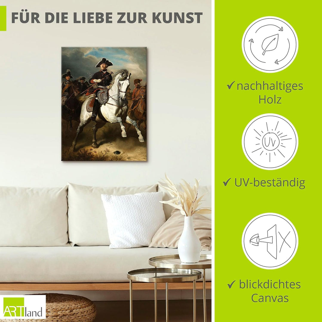 ARTland Leinwandbild Wandbild Bild auf Leinwand 60x80 cm Wanddeko Preussen Alte Fritz König Friedric