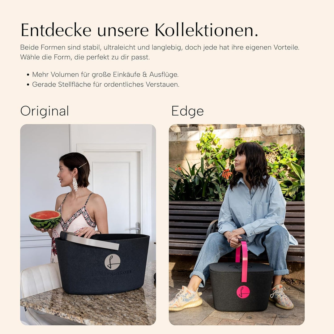 LIEBLINGSKORB Edge Black Lachsorange inkl. Deckel - ultraleichter, kippsicherer &amp; formstabiler Einka